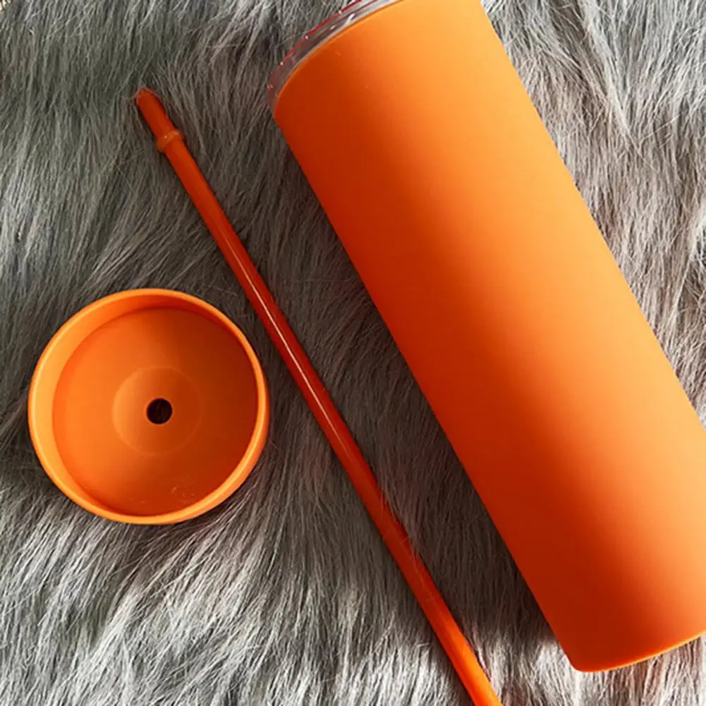 Double Wall Insulated Cup Plastic Skinny Tumbler with Lid Straw 500ml Skinny Tumbler with Lid Straw Double Wall for Iced