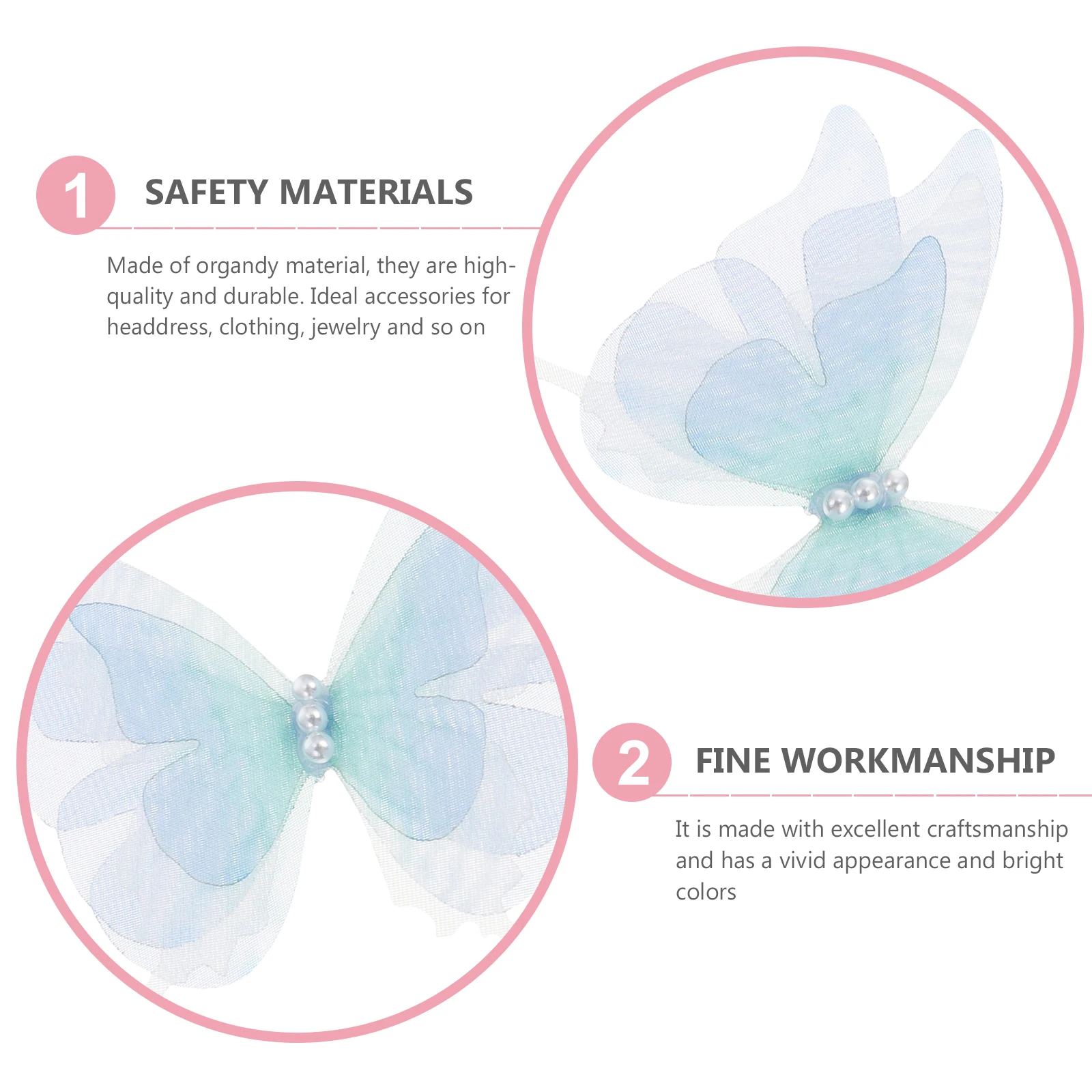 

10pcs Tulle Butterfly Hair Accessories Diy Organdy Patches Clothing Appliques Decorative Earrings Pendant Headband Handicraft
