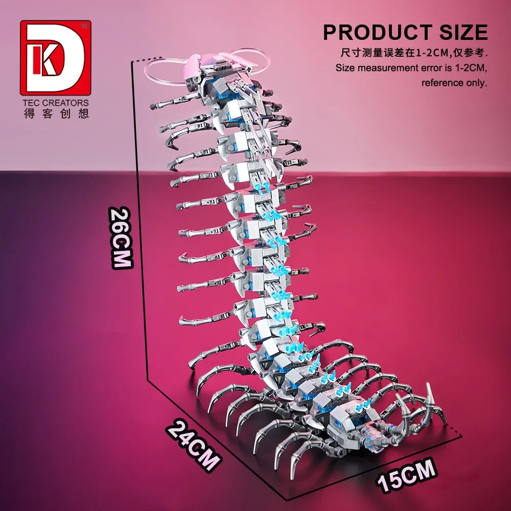 

698PCS MOC Mech Centipede Mechanical Model Puzzle Building Blocks Birthday Gift Small Particle with Block Light Educatinal Toy