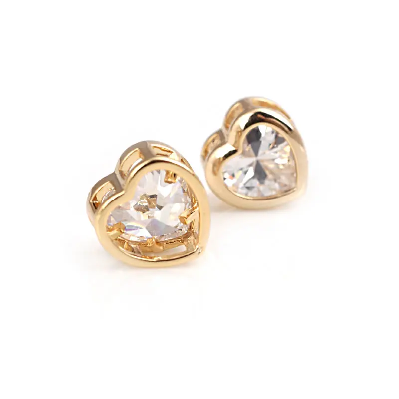 6PCS 6MM 7MM 8MM 9MM High Quality 18K Gold Color Brass with Zircon Heart Charms Spacer Beads Bracelet Beads Jewelry Making