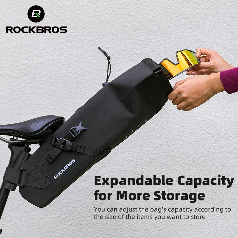 ROCKBROS Cycling Saddle MTB Road Bag Large Capacity 3L Bicycle Tail Bag Waterproof Short Rides Foldable Tail Rear Bag Bike Bag