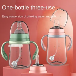 Baby PP Bottle Wide Diameter Plastic Bottle With Anti Sip Handle Wide Mouth Bottle Baby Feeding Supplies Anti Fall Bottle