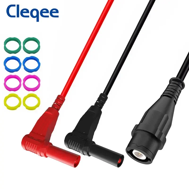 Cleqee P1207 BNC Male Plug to 4mm Right Angle Banana Plugs Coaxial Cable Oscilloscope Test Lead 120CM