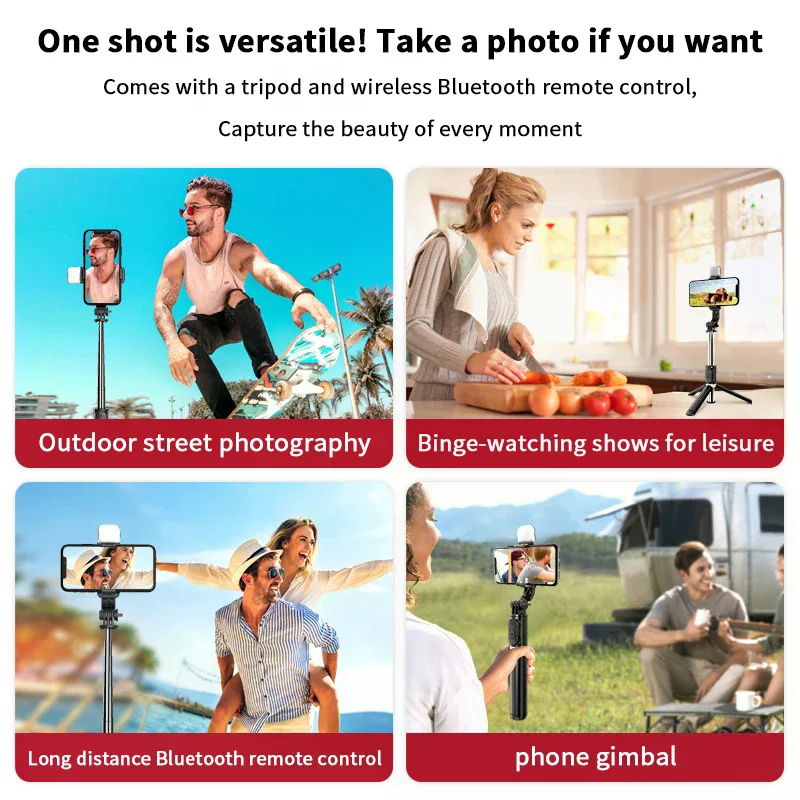 Portable 41 Inch Selfie Stick Phone Tripod With Wireless Remote Extendable Tripod Stand 360 Rotation Compatible