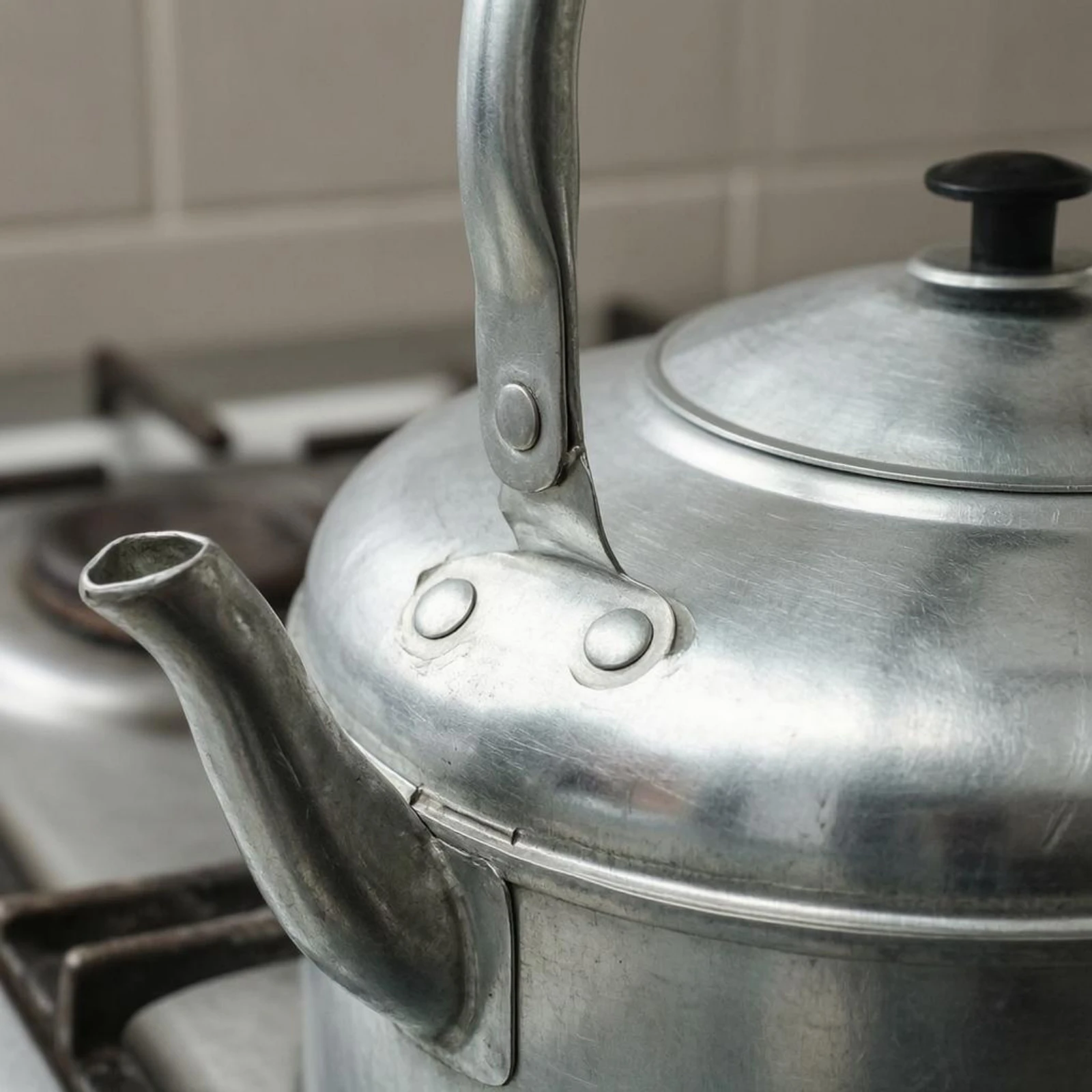 Galvanized Iron Kettle Traditional Iron Water Kettle Kitchen Tool Arched Handle Kitchenware Black Knob for Burner