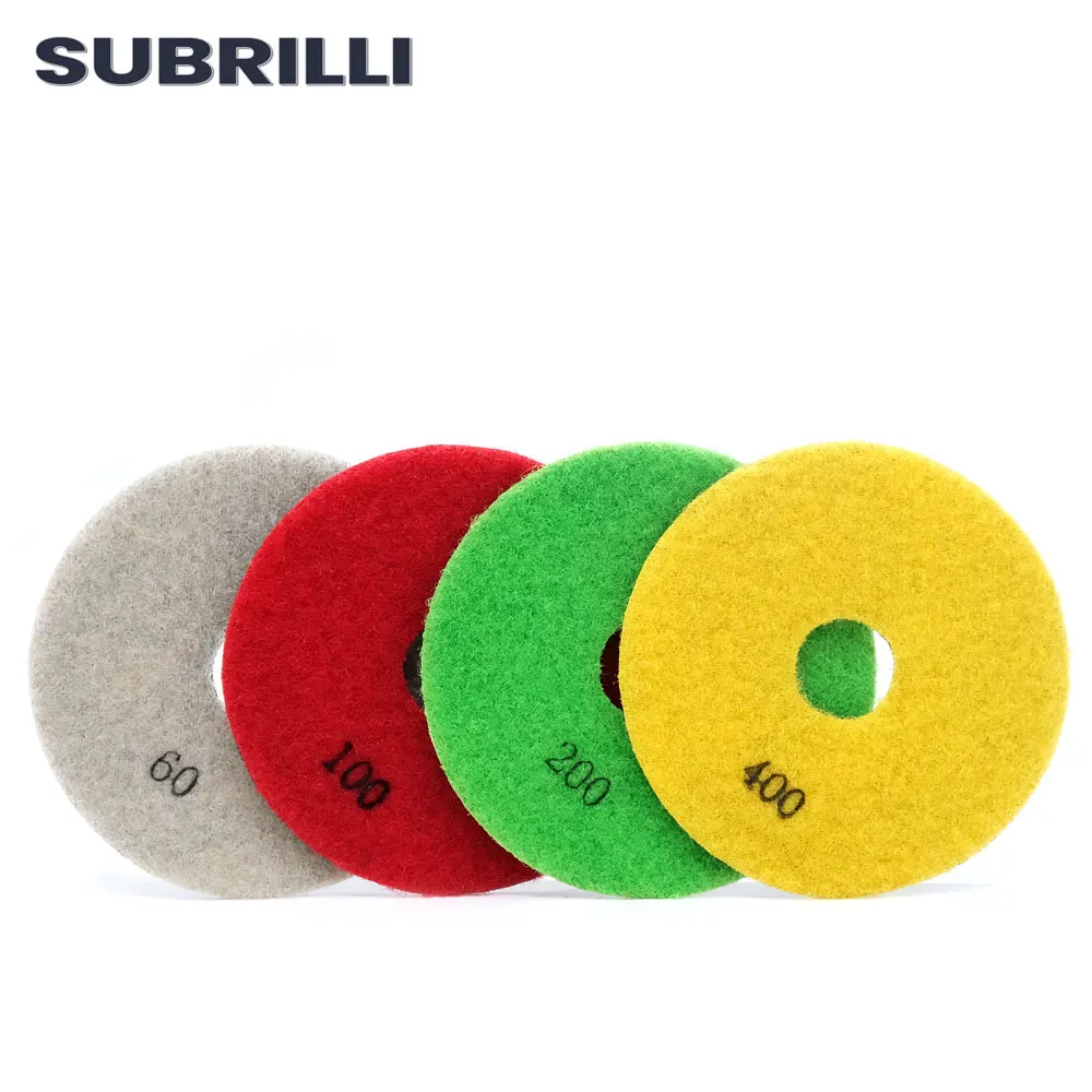 SUBRILLI-almohadilla de pulido de diamante galvanizado, disco de lijado Flexible, muela para granito, mármol y cerámica, 80mm, 3 ", 4 unids/set/juego
