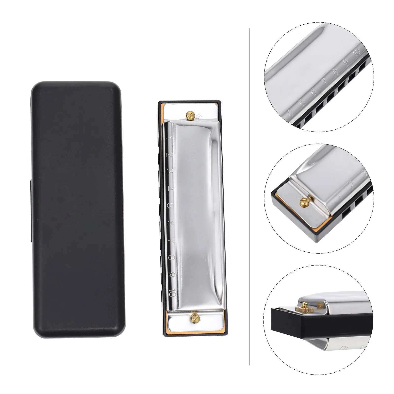 

1Pcs 10-Hole 20-Note Metal Harmonica Sturdy Trustworthy Instrument for Blues Folk Music Metal Harmonica Music Instrument