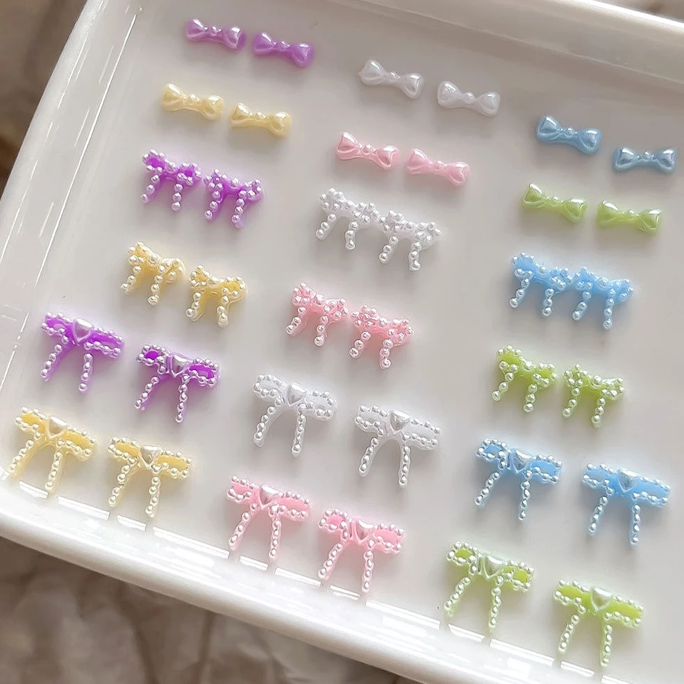 일본식 한국식 달콤한 컬러풀 리본 나비 진주 레오파드 눈송이 크리스마스 별 네일 아트 액세서리 장식