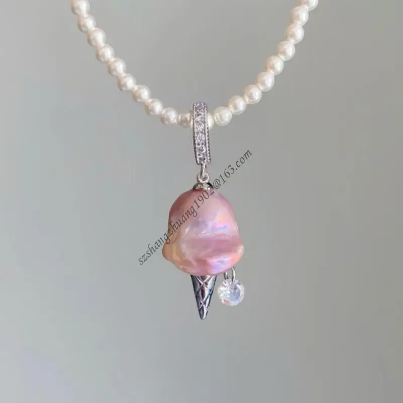 Q6RB فريدة من نوعها آيس كريم سحر اللؤلؤ لهجة سلسلة المجوهرات النحاسية قابلة للتعديل للارتداء اليومي والحفلات