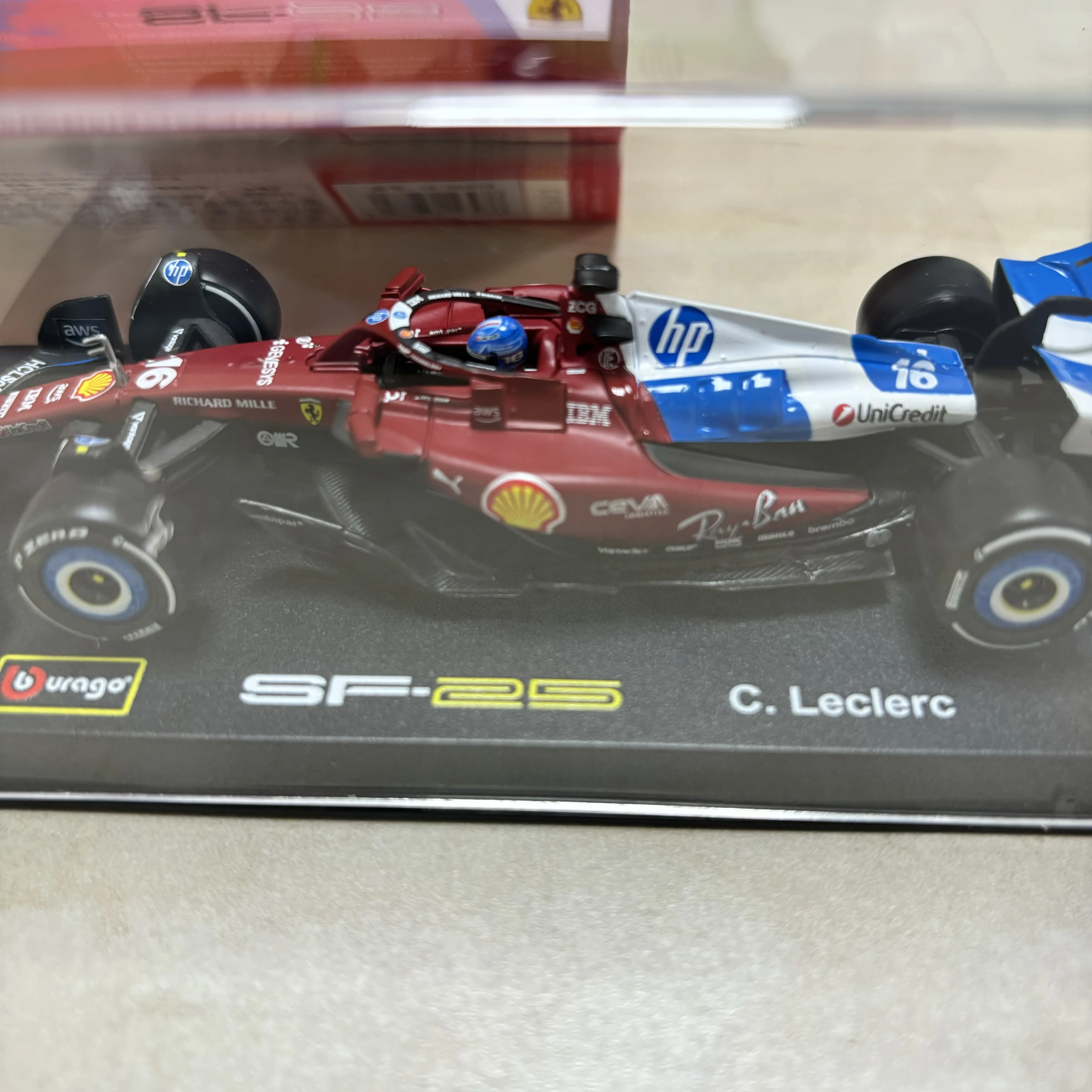 Bburago 1:43 Ferrari SF25 2025 Miami GP F1 Racing Car Model #16 Charles Leclerc Diecast Alloy Formula 1 Collectible Toy