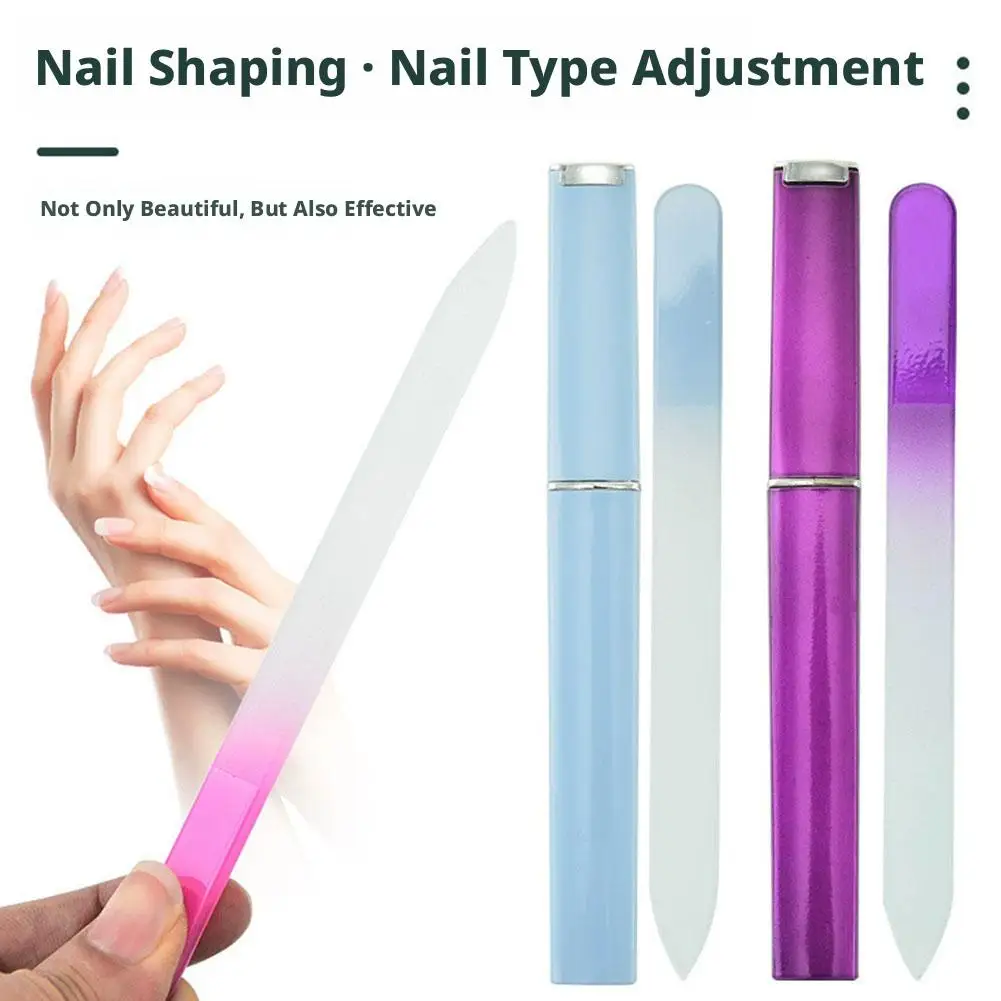 1Pcs Crsytal Glass Nail File Lightweight Double Side Gental Fingernail File Nail Care Stocking Stuffes For Women Girls