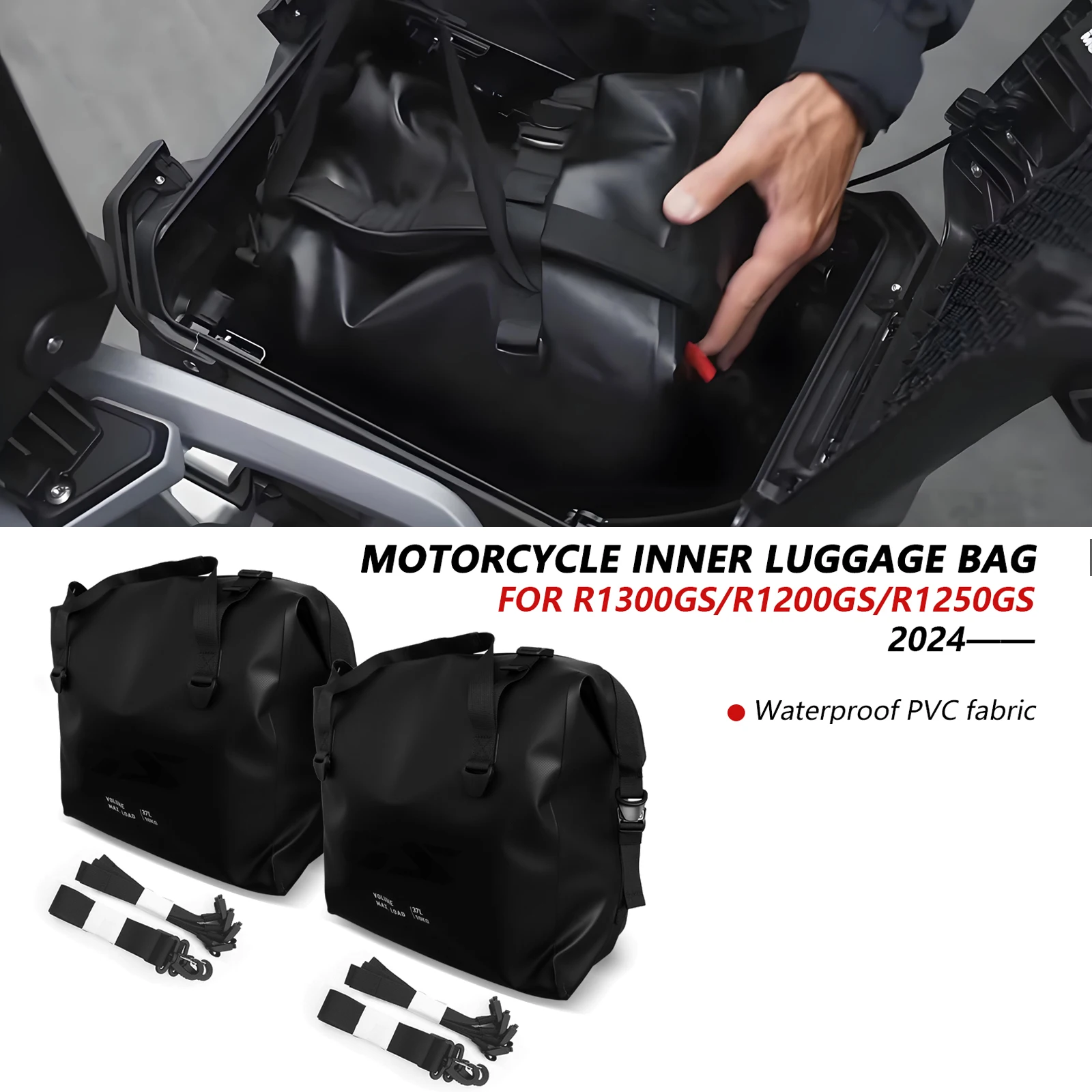 オートバイ用ブラックラゲッジサイドケースインナーバッグ-r1300gs-adventure-1300gsa-アルミトップケースバッグ-r-1300-gs-adventure-2024-2025