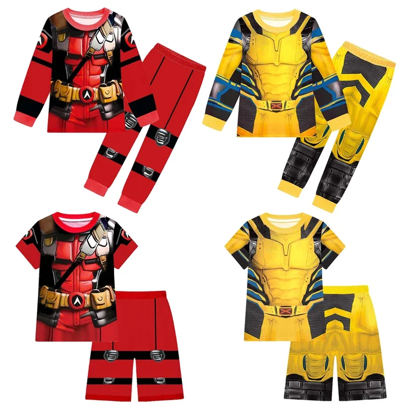 AA Cosplay D-Deadpool for Kids Superhero Pyjamas Halloween Costume Children T Shirt+pants 2pcs Set Boys Girls 2025 New