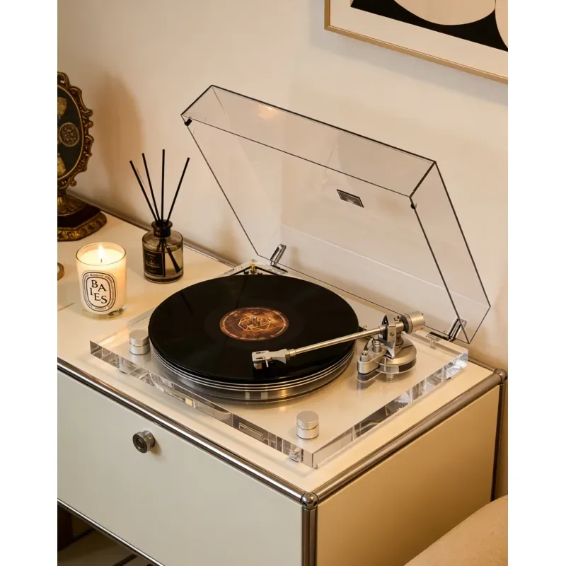 Luxury Transparent Acrylic Turntable Platter High Fidelity Audio Vinyl Record Player Professional DJ Equipment Accessories