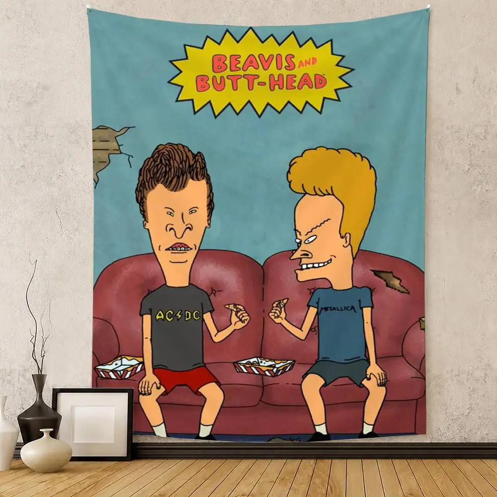B-Beavis and Butt-head Flag Digital Printing Banner for Garage Wall Out Door Decoration