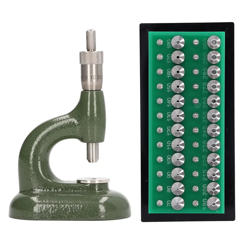 

Repair Tool Press Set Back Case Closer Watchmaker Jewelling Tool Aluminum Alloy Green with 48Pcs Dies