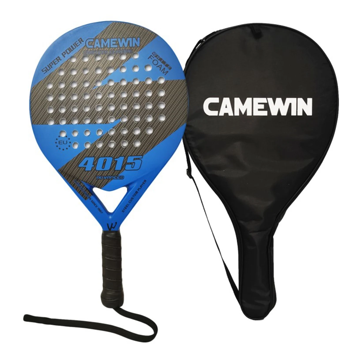 Camewin Padel Racket Beach Tennis Carbon Fiber and EVA Smooth Surface Durable Power Lite Paddleball Paddle Racket,Blue