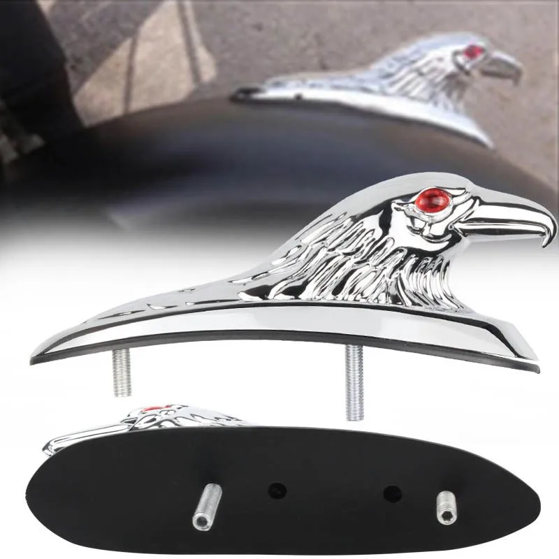 

Hot selling motorcycle accessories cruise prince scooter fender decoration black silver metal eagle head
