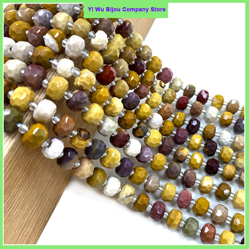 Natural Stone Beads 6x8MM Faceted Mookaite Wheel Rondelle Gem Spacer Bead for Jewelry Making DIY Bracelet Necklace Charms