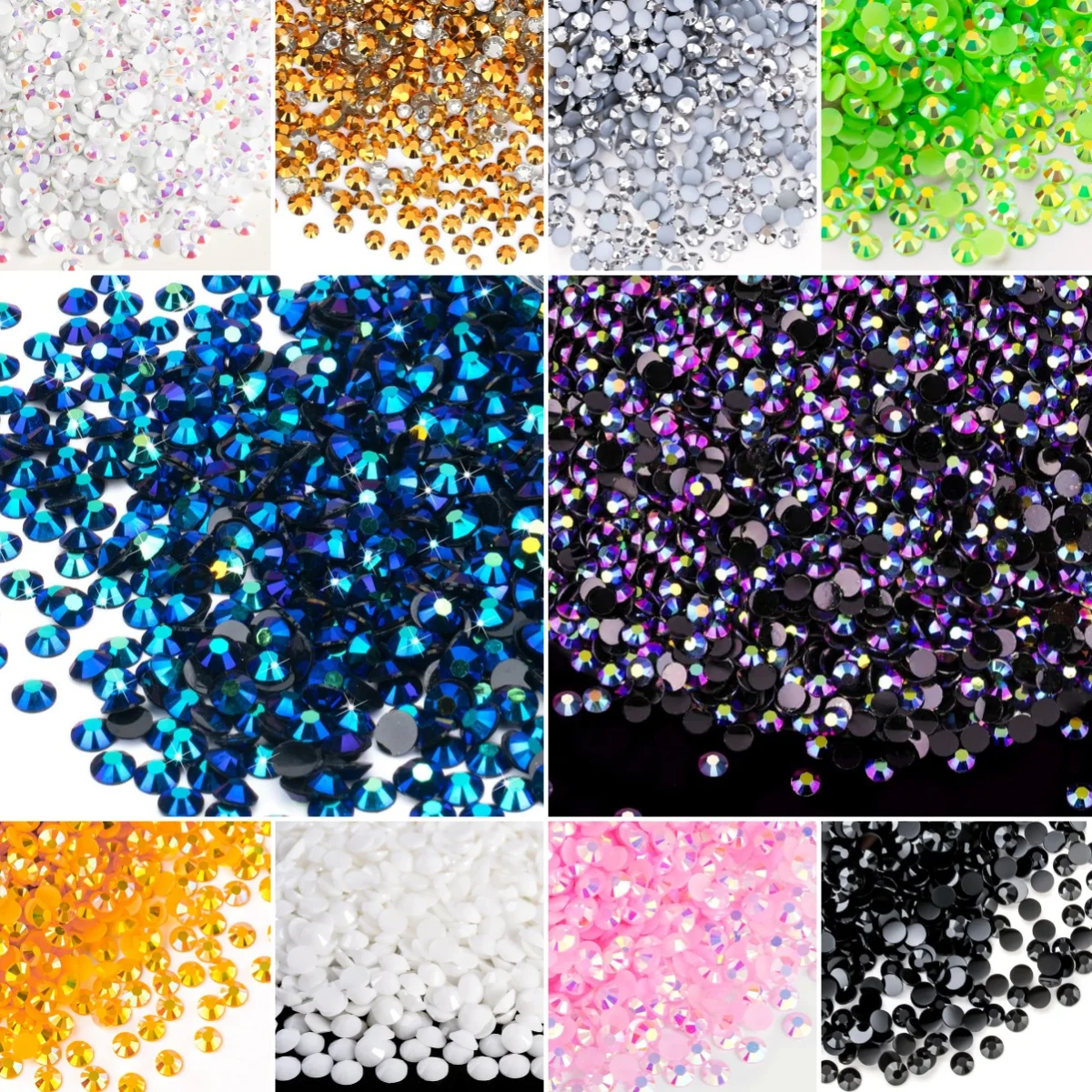 6000 Stück 2/3/4/5mm Flache Jelly-Harz-Strasssteine für DIY-Bastelarbeiten, Nagelkunst, Gesichts-Make-up, Nicht-Hotfix Bling-Kristalle, Edelsteine, Nagelcharms – Detail 5