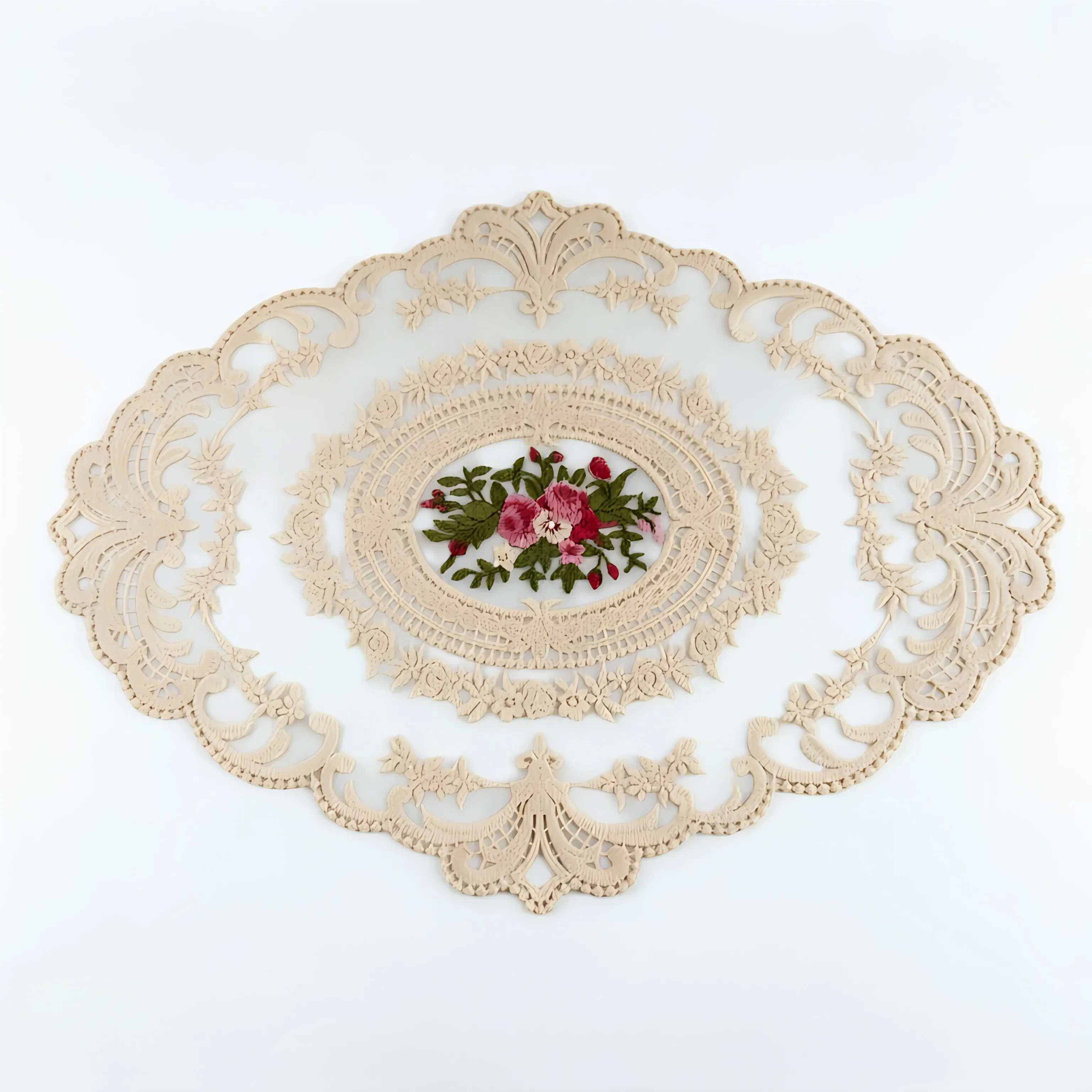 Embroidered Lace Cup Mat, Bedside Table Decorative Pad, Photography Backdrop Prop