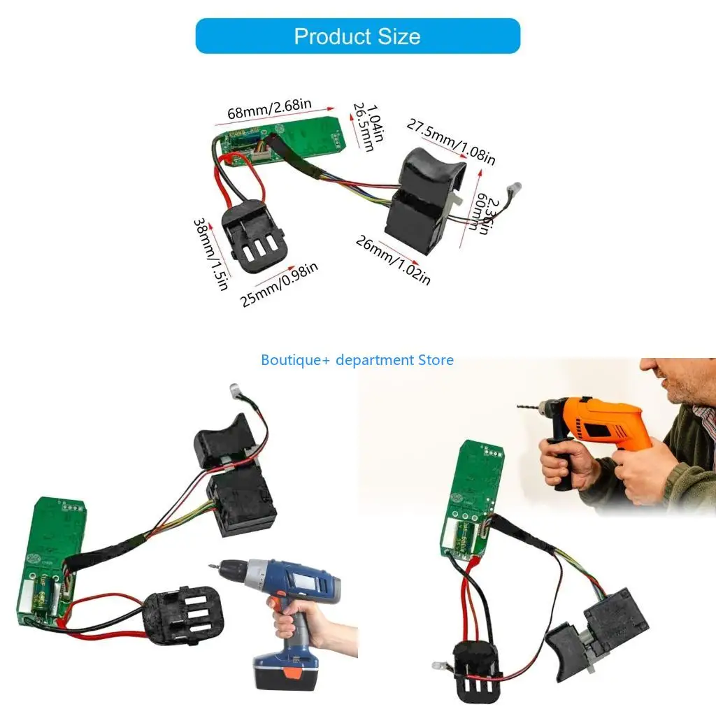 E1PD 16.8V Brushless Lithium Drill Control Board with Switches Assembly and Three Pin Connector for Efficient Stable Power