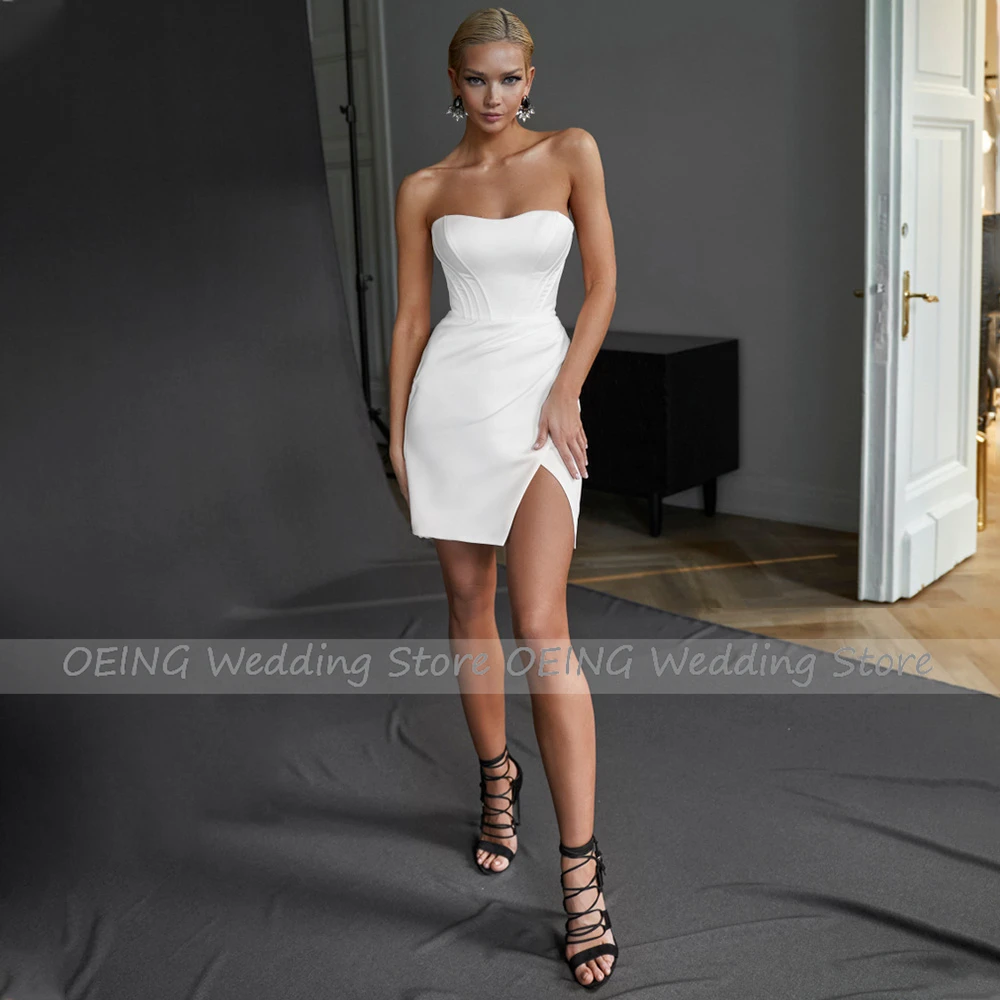 Mini Hochzeit Kleid mit Jacke mit Langen Ärmeln Liebsten Kurz Hochzeit Kleid Frauen 2023 Braut Mantel/Spalte Seite Slit Braut anzüge