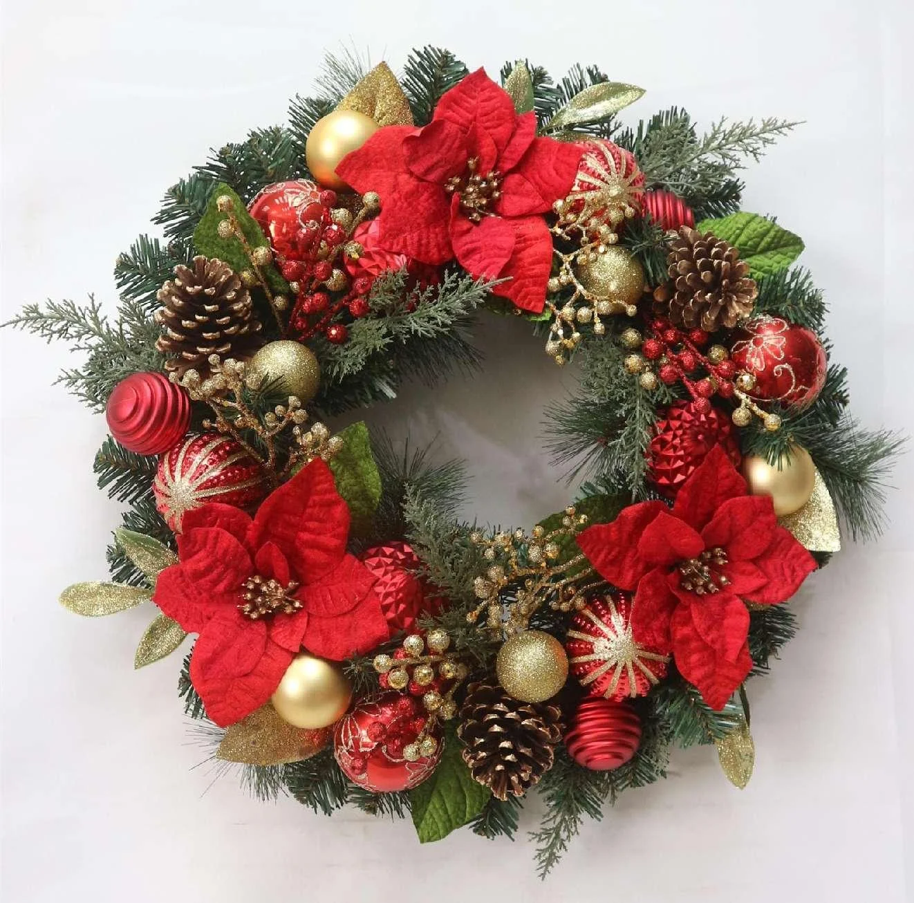 Xmas Outdoor Lighting Decorations - Corona navideña de 24 pulgadas con