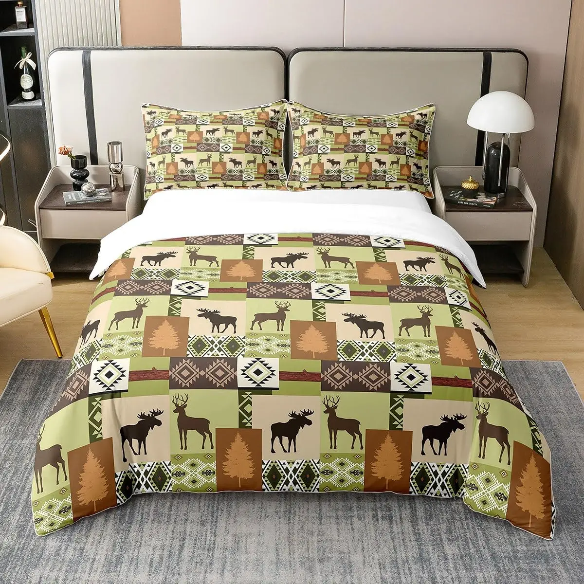 Boho Aztec Bedding Set Full Queen King Size for Teens Adults Men Women Quilt Cover with 2 Pillow Cases Bedroom Decor 3 Piece