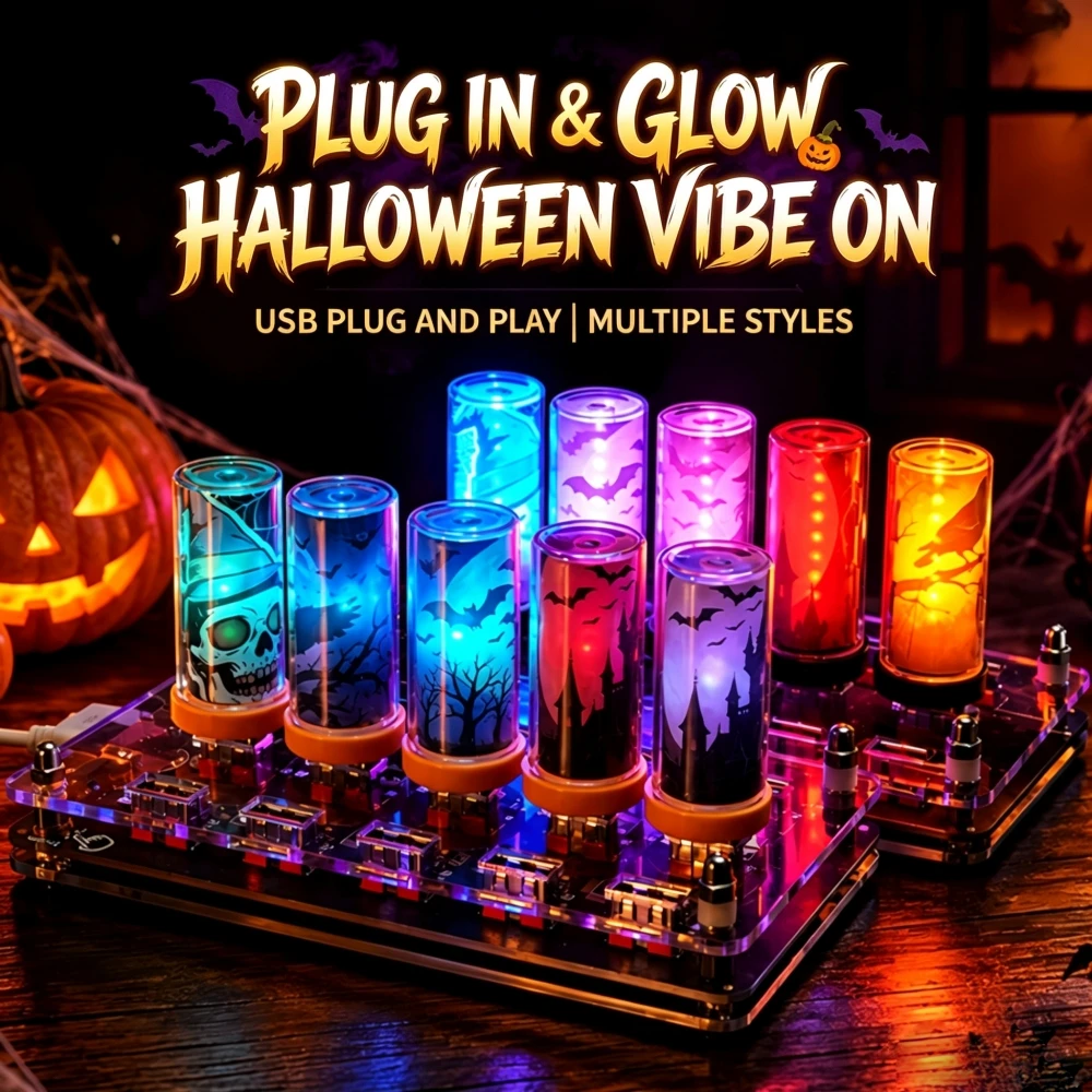 Halloween USB Atmosphere Light RGB Colorful LED Night Lamp Plug and Play Car Interior Ambient Lighting Mini Party Light