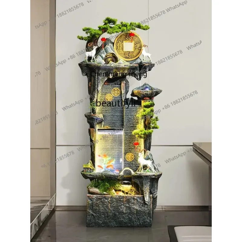 F181 l Rockery Fountain Fish Tank Living Room Office Lucky High Mountain and Flowing Water Decoration Circulating Water Landscap