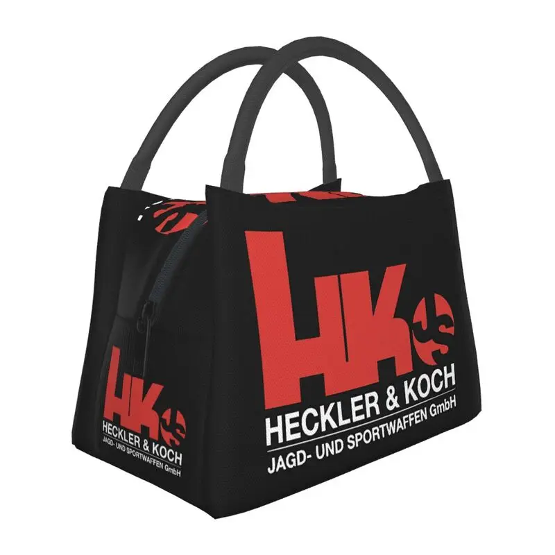 

HK Firearms Heckler And Koch Logo Insulated Lunch Bag for Women Leakproof Thermal Cooler Bento Box Work Picnic