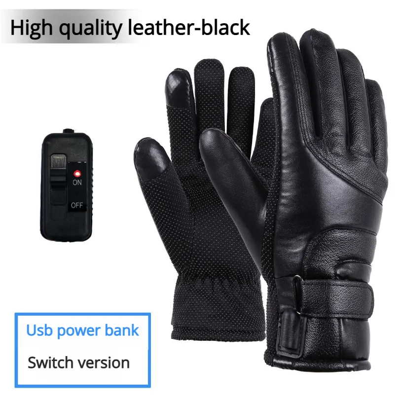 Touchscreen Windproof Warm Large-capacity Battery Cold-resistant Thickened Winter Motorcycle Riding Electric Bike USB Heated Glo