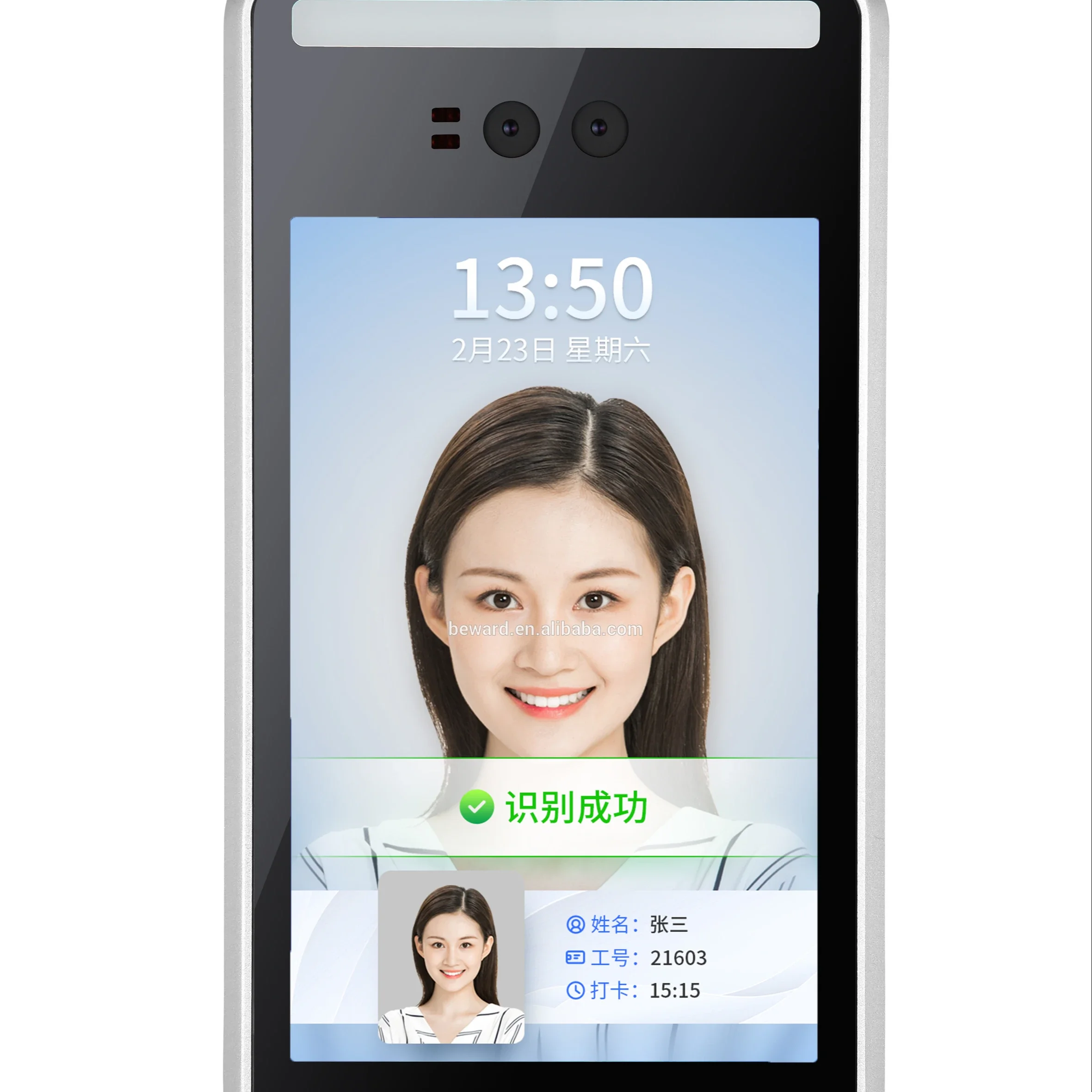 8 Inch Non Touch Sim Card Biometric Attendance Machine Based Facial Recognition System Time Attendance For Cloud Develop