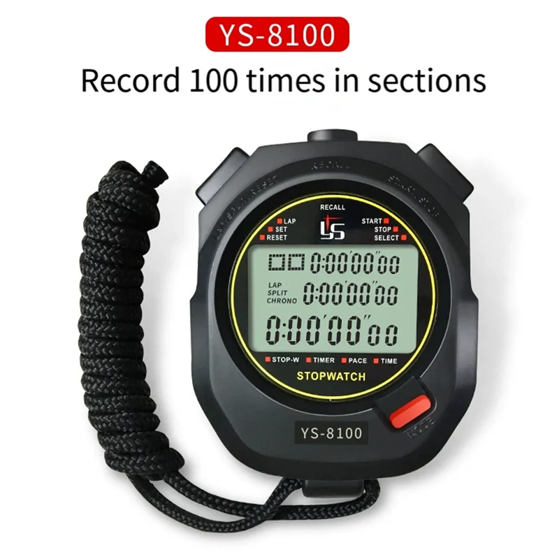 

FEDI-Stopwatch Таймер YS-8100 Электронный секундомер Таймер 1/1000 Второе время Спортивный портативный применимый Totrack Andfield Competi