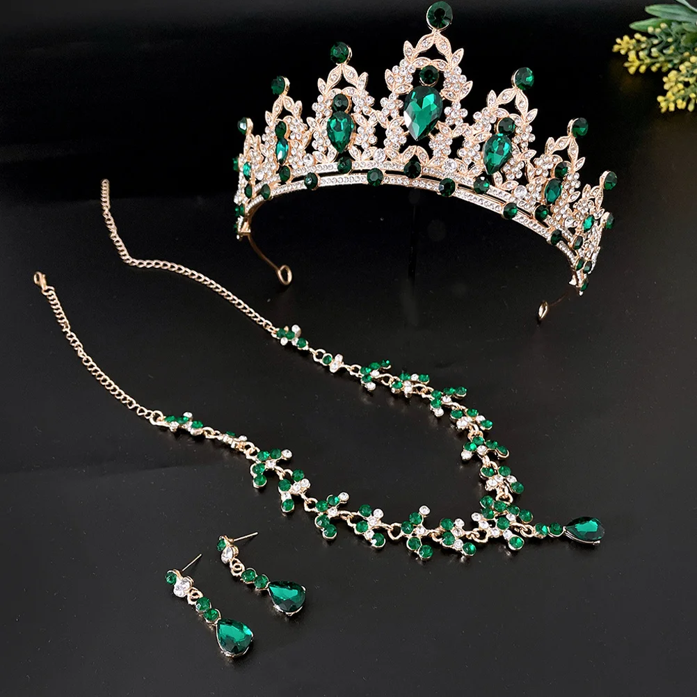 

Bride Tiara Necklace Earrings Wedding Bridal Jewelry Set Rhinestone Necklace Elegant Bridal Tiaras for Women Wedding Tiara