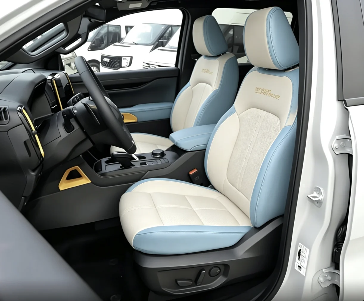 Für Ford Ranger 2023~2025 Maßgefertigte Autositzbezüge Luxuriöses Nappaleder 100% Passgenau Innenausstattung 360 ° Vollständige Abdeckung – Detail 6