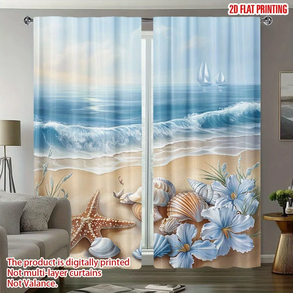 2PCS Digital Printed Curtains, - Home Decor Window Blinds 评论和价格