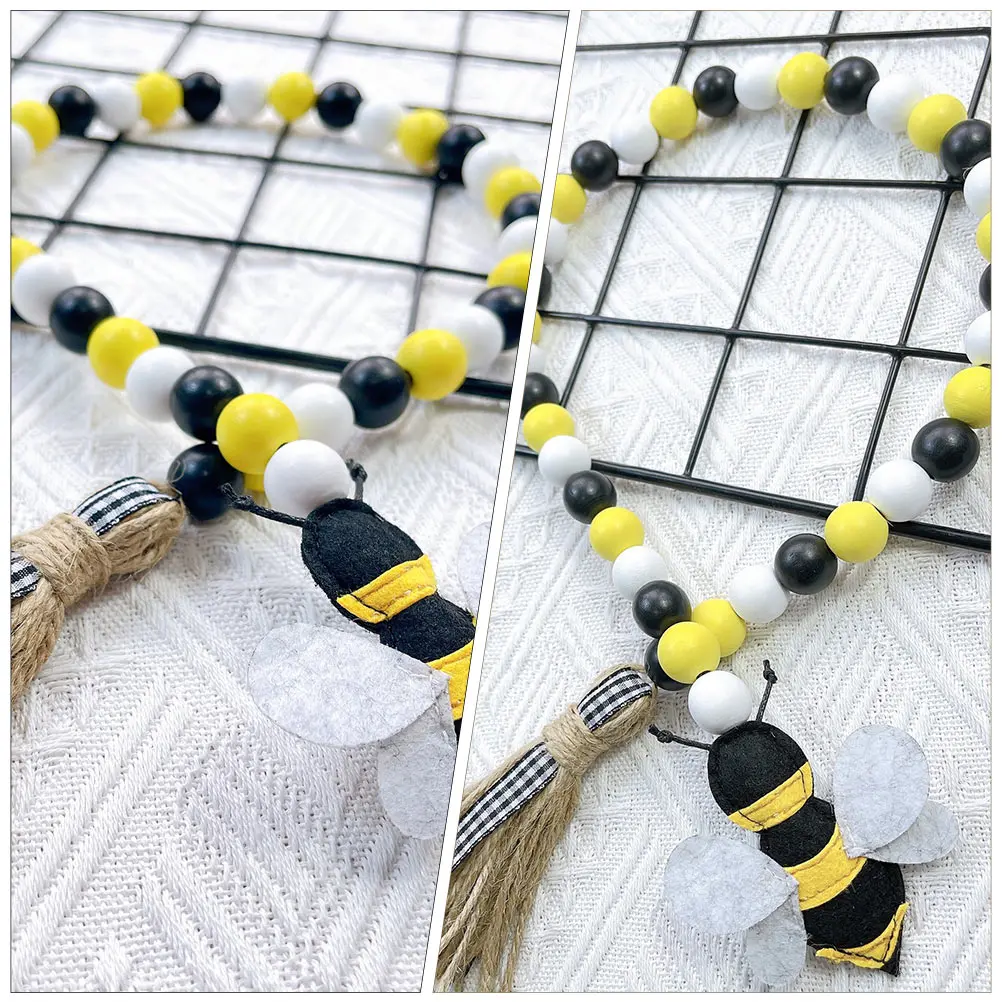 

Wooden Bead String Hanging Decoration Bee Festival Party Tassel Pendant Wall Art Festival Beaded Garland Tassel String Ornament