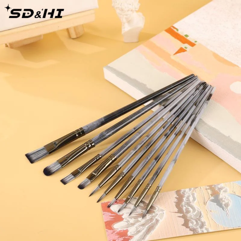 10Pcs Professional Colorful Oil Painting Brushes Nylon Hair Artist Paint Brush Set Watercolor Acrylic Paintbrush
