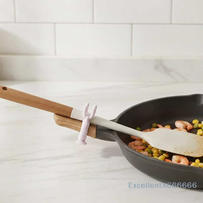 Suction Cup Spatula Rack Chopstick Holder Dual Handles Reusable Kitchen Utensil Organizer for Rental House Kitchen
