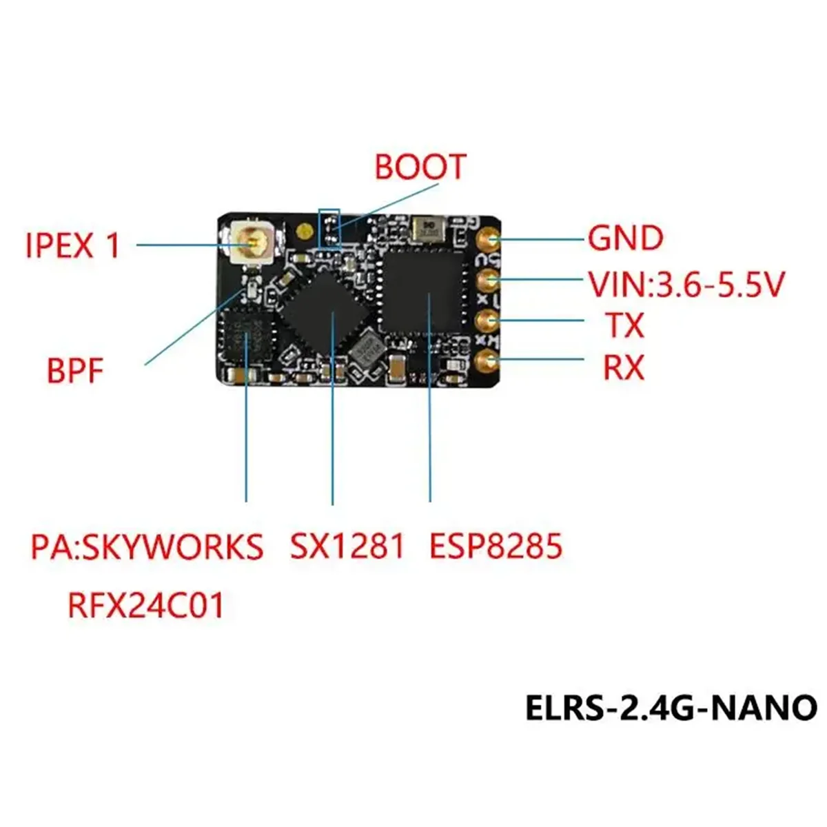 AA84 ELRS Nano 2.4G Receiver ExpressLRS Long Range Receiver for RC FPV Traversing Drones Parts