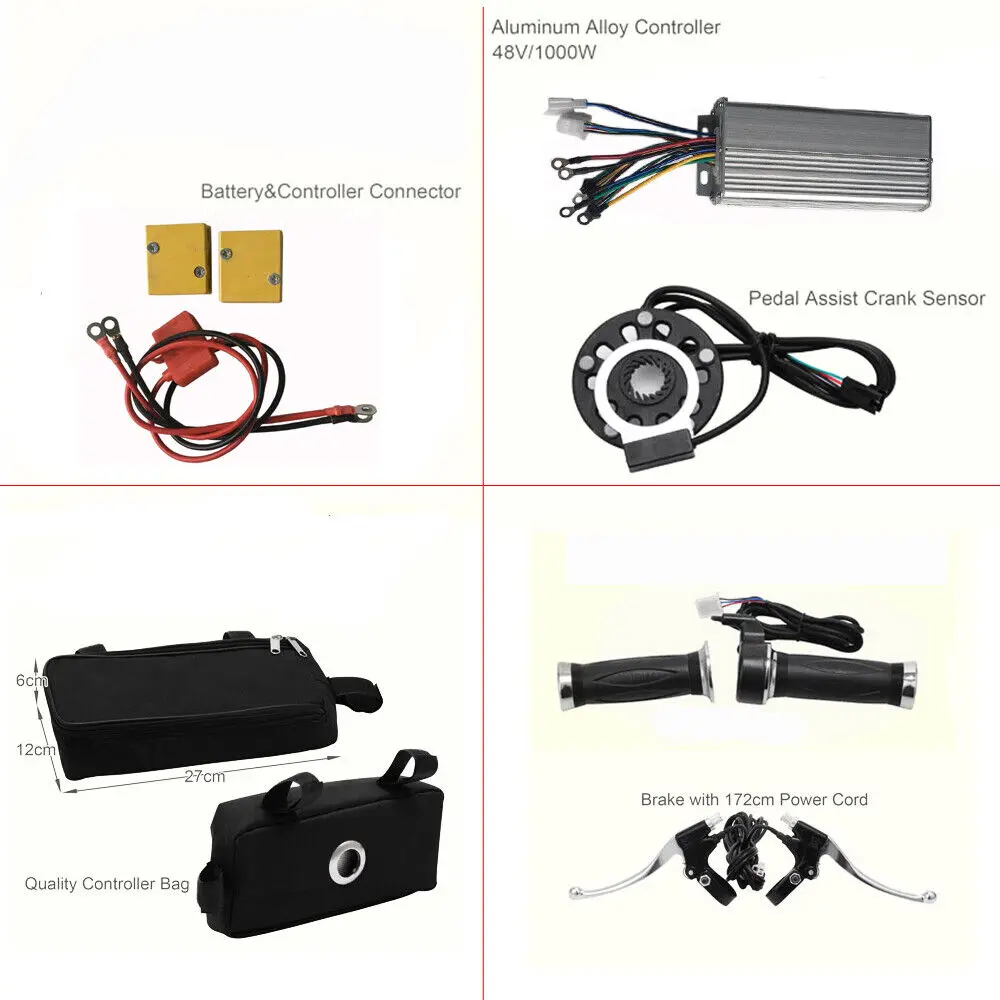 E-Bike Controller Conversion Kit, Rear Wheel, Electric Bicycle, 48V, 1000W, Hub Motor, 26