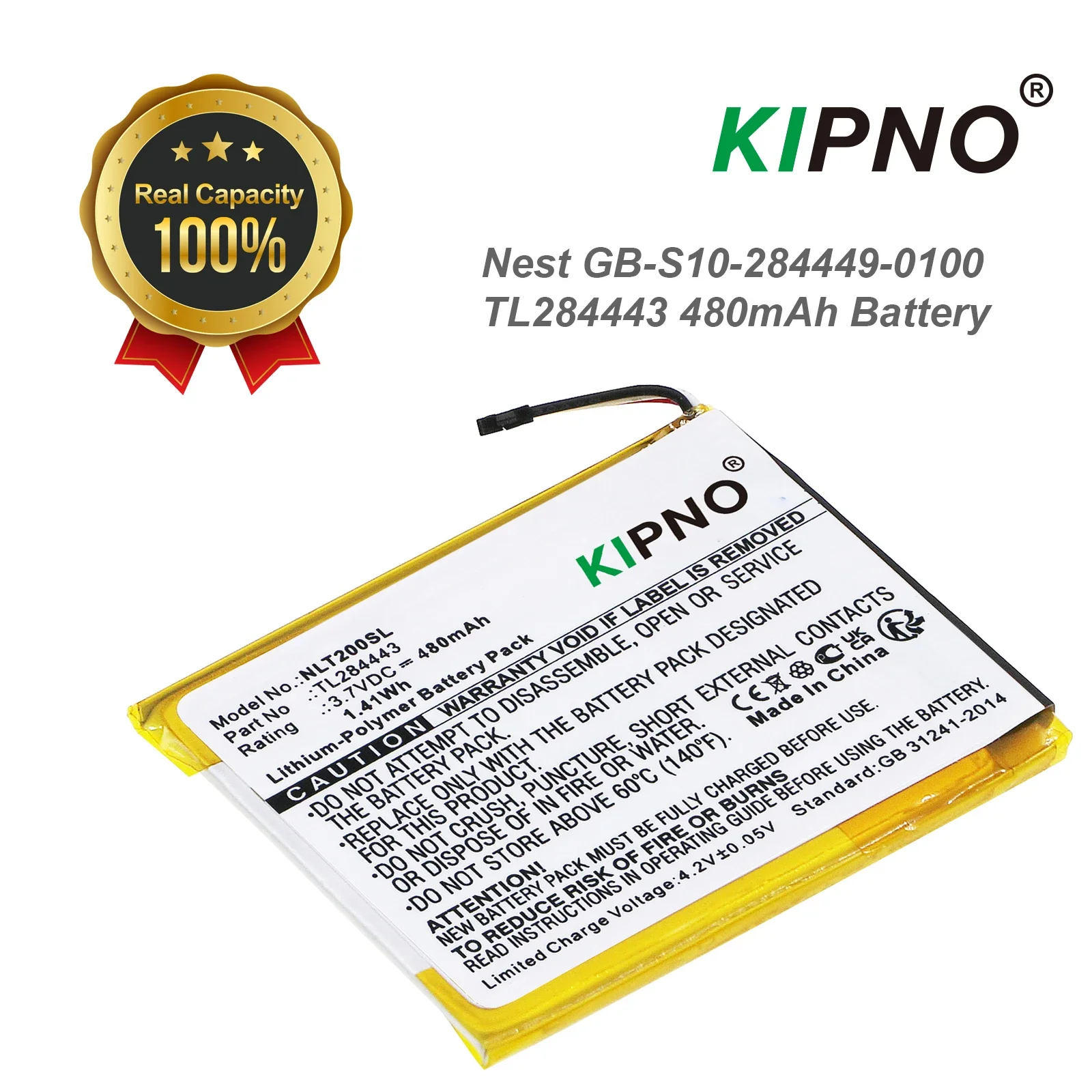 Replacement Battery for 480mAh Nest GB-S10-284449-0100 TL284443 T3007ES T3008US T3007ES T3008US Learning Thermostat 3rd Gen