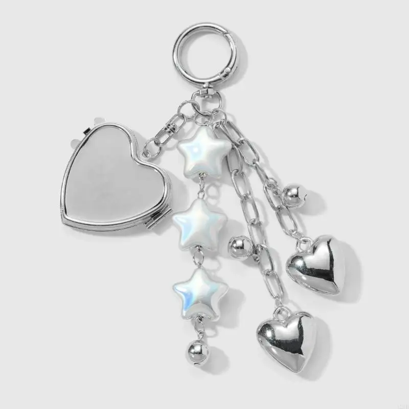 سلسلة مفاتيح كلاسيكية على شكل نجمة لحقائب المفاتيح وحقيبة الظهر للاستخدام اليومي وإكسسوارات المفاتيح المزخرفة حلية فضية A2UB