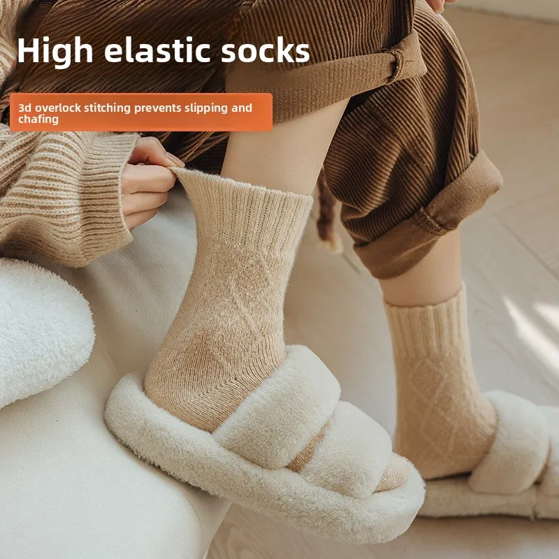 1-10Pairs الشتاء أفخم الجوارب النساء سميكة منتصف العجل التدفئة الحرارية الجوارب الطويلة الخريف الطقس البارد الأمومة بعد الولادة جورب دافئ #2