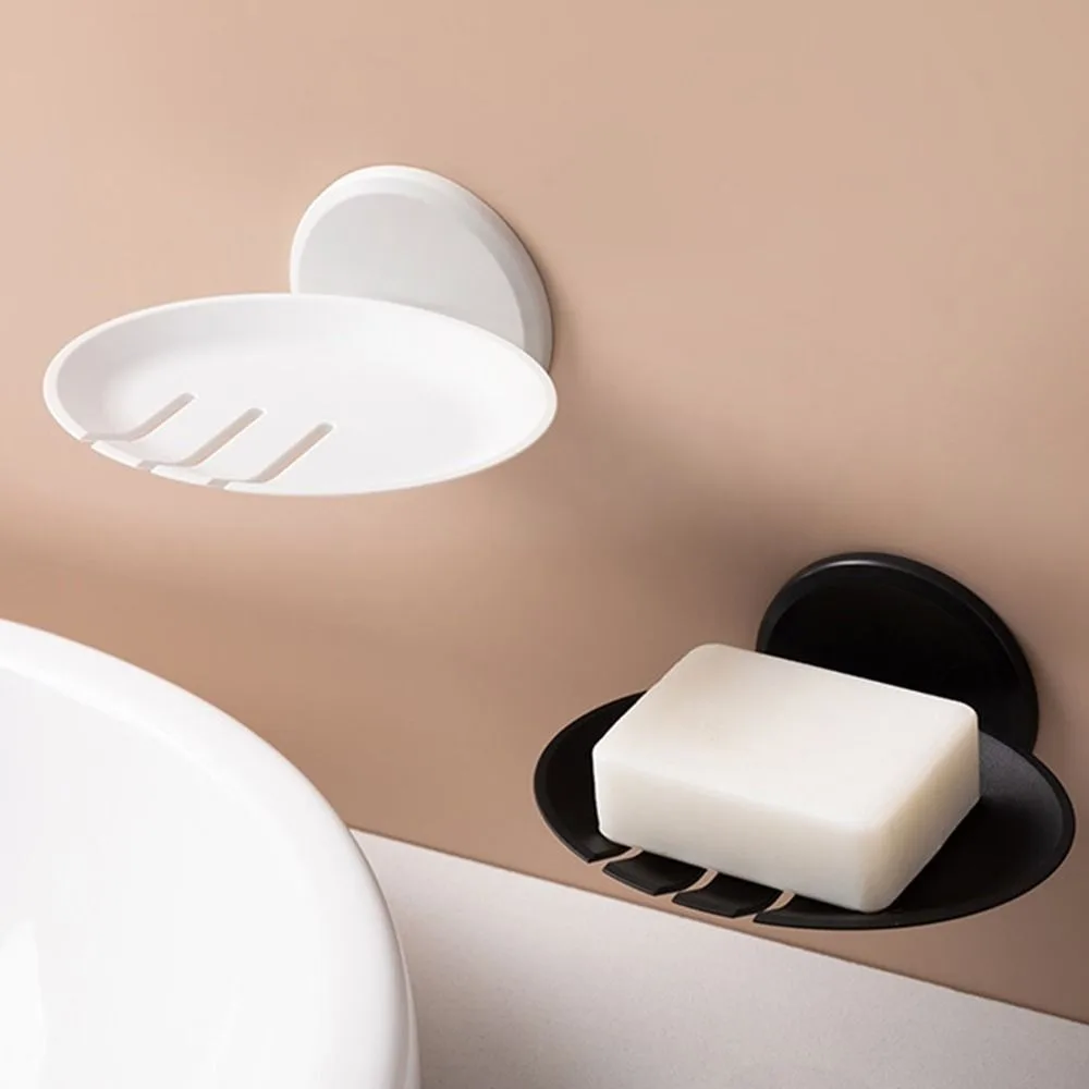 Wall Hanging Soap Holder Plastic Self Draining Soap Box Simple Fashion Punch-free Soap Dish Storage Basket Bathroom Hardware