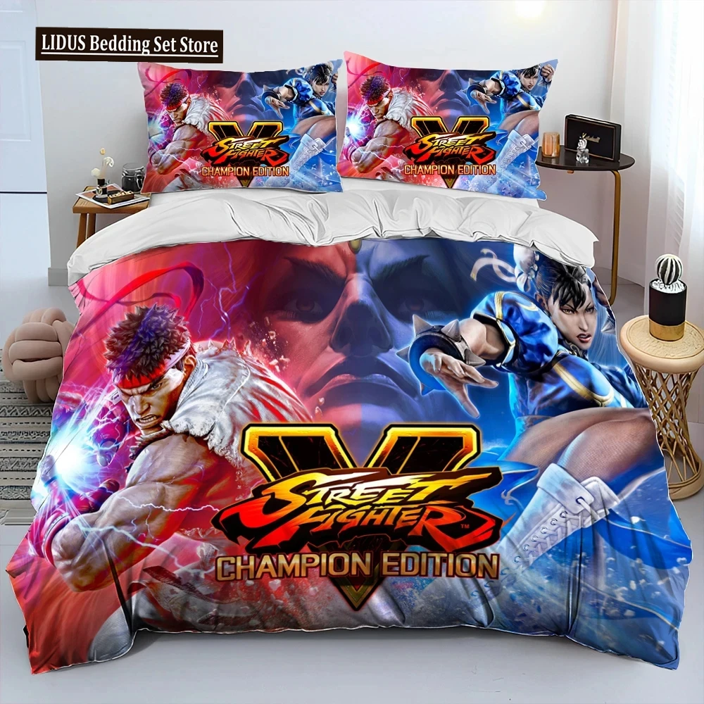 

Street Fighter Retro Game Gamer Comforter Bedding Set,Duvet Cover Bed Set Quilt Cover Pillowcase,king Queen Size Bedding Set Boy