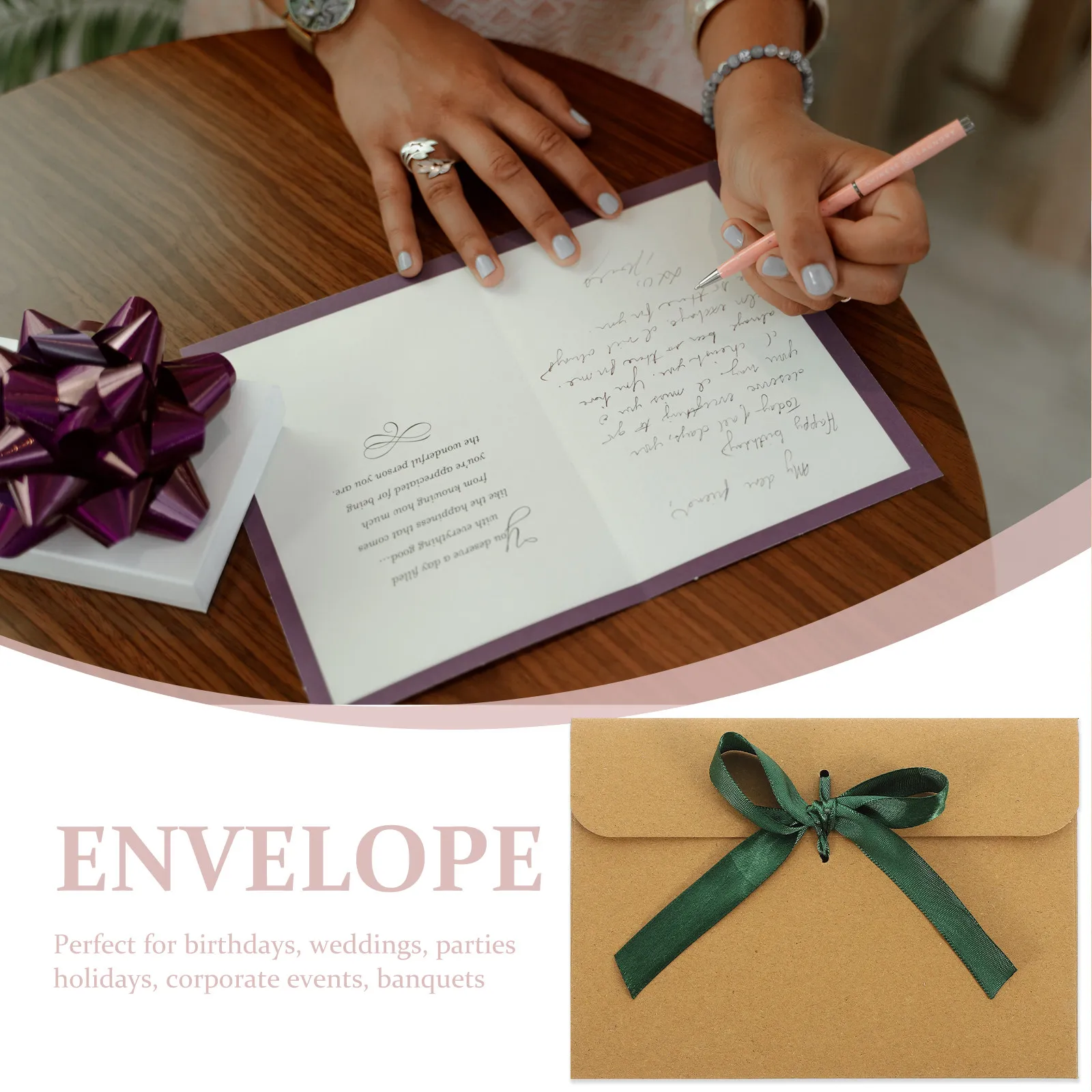 

50Pcs Solid Color Kraft Paper Envelopes Simple Packing Envelopes for Blessing Cards Photo Letters Calligraphy Paper Organizers