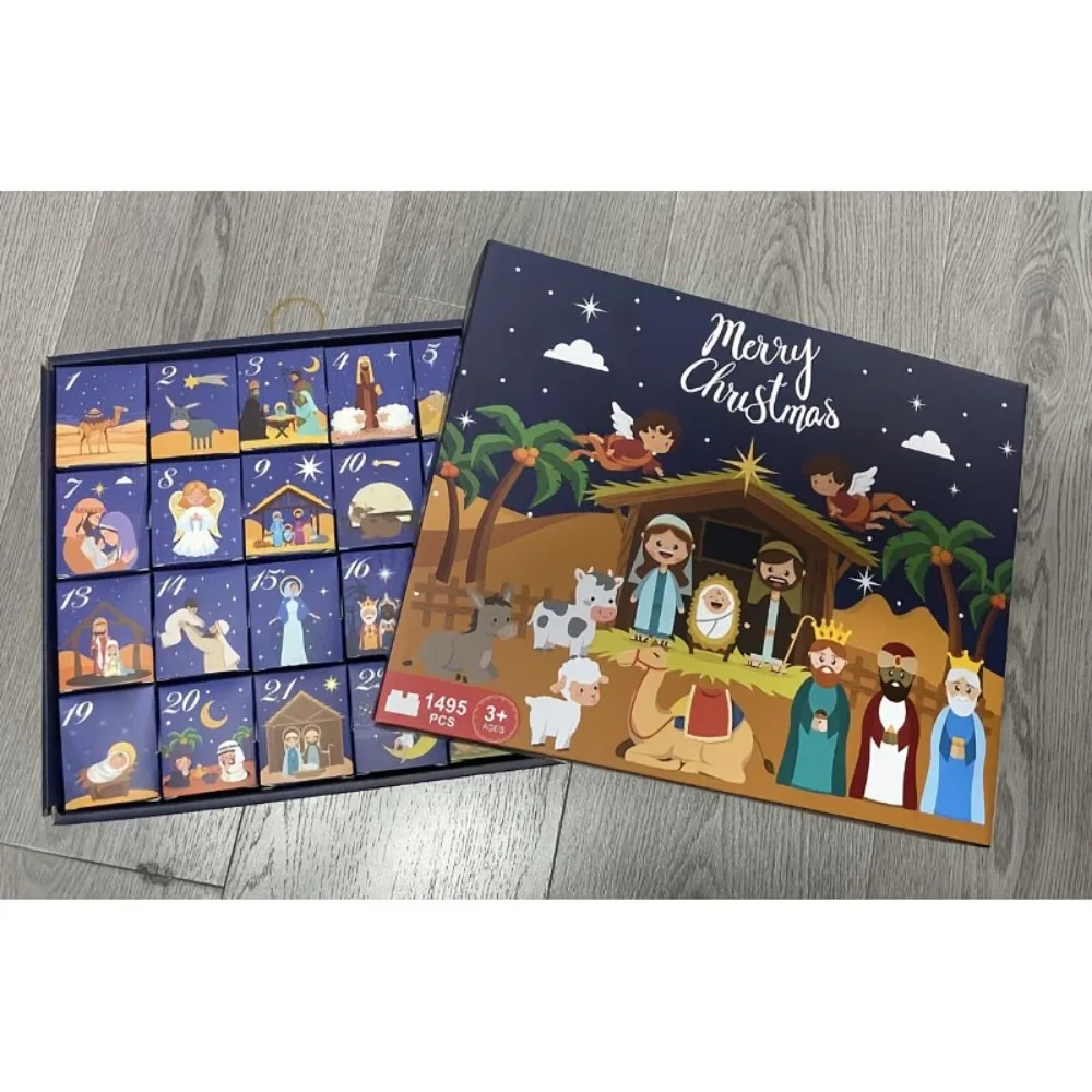 

Christmas Advent Calendar Building Blocks Box DIY Christmas Train Tree Bricks for Kid Christmas Gift 24Days Advent Calendar Box